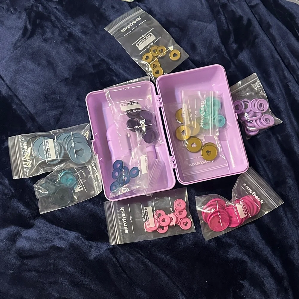 Purple Storage Box with Assorted Colorful discs